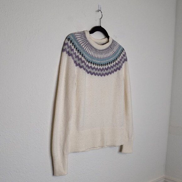 Ann Taylor Loft Fair Isle Sweater Sz S Crew Neck Wool Blend Nordic Holiday Ski - Picture 4 of 13